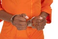 Woman prisioner orange close handcuffs