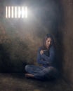 Woman in prison Royalty Free Stock Photo