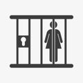 Woman in prison icon. Female jail vector