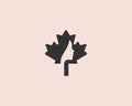 Woman profile logo. Girl face and Maple Leaf logotype. Universal eco shampoo hair care beauty salon sign. Vector