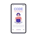 Woman programmer doing application development or code testing of software. Royalty Free Stock Photo