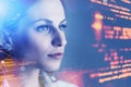 Woman programmer looking at code