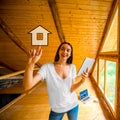Woman projecting cottage Royalty Free Stock Photo