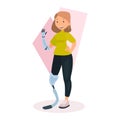 Woman with prostheses flat icon. Colored vector element from disabled collection. Creative Woman with prostheses icon