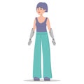 Woman with prosthetic bionic arms vector isolated