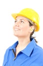 Woman with protective equipment and earplugs Royalty Free Stock Photo