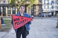 Woman protesting against offshore oil exploitation in Argentina Royalty Free Stock Photo