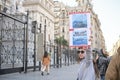 Woman protesting against seismic exploration for offshore oil exploitation Royalty Free Stock Photo