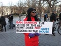 Woman Protesting Against Stephen Bannon