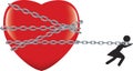 Woman pulling heart chained