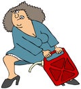 Woman Pulling A Heavy Gas Can