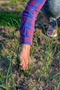 Woman pulling weeds in her vegetable garden Royalty Free Stock Photo