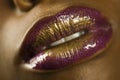 Woman With Purple And Gold Lipstick