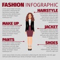 Woman in purple skirt fashion infographic