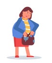 Woman with purse flat vector illustration