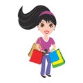 Woman with purse and shopping bags