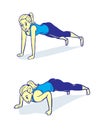 Woman push up in two steps