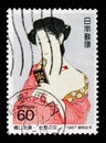 Woman putting on Make-up, Philatelic Week 1987 serie, circa 1987