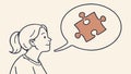 Woman with Puzzle Piece, Problem Solved, Completing a Task, vector design Generative AI Royalty Free Stock Photo