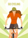 Woman racing mountain cyclist poster Royalty Free Stock Photo