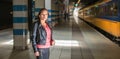 Woman at railway station