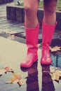 Woman in rain boots