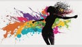 Woman in a Rainbow splash wave of paint colors