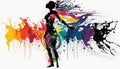 Woman in a Rainbow splash wave of paint colors