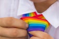 Woman with a rainbow tie Royalty Free Stock Photo