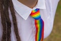 Woman with a rainbow tie Royalty Free Stock Photo