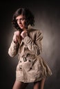 Woman with raincoat fashion portrait Royalty Free Stock Photo