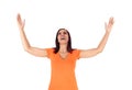 Woman raising her arms and screaming Royalty Free Stock Photo
