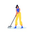 Woman With Rake Composition