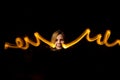 A woman with rays of energy emanating from her head in the dark Royalty Free Stock Photo