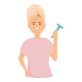 Woman razor icon cartoon vector. Female shaver