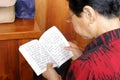 Woman read buddhist scripture