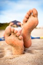 Woman reading on the beach. Royalty Free Stock Photo