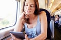 Woman Reading E Book On Train Royalty Free Stock Photo