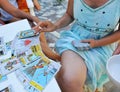 A woman reading the future and fortune in tarot cards