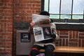 Woman reading neading freign news papers in copenhagen