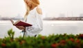 Woman Reading Outdoors Leisure Peaceful Concept Royalty Free Stock Photo