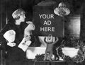 Woman reading sign with number of shopping days until Christmas Royalty Free Stock Photo