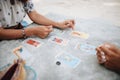 Woman is reading Tarot cards at the beach Royalty Free Stock Photo