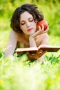 Woman reads book
