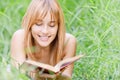 Woman reads book