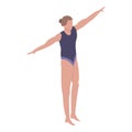 Woman ready for pool diving icon, isometric style
