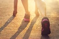 Woman ready start running on treadmill in the morning Royalty Free Stock Photo