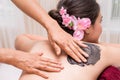 Woman is receiving blank spa scrub on her back Royalty Free Stock Photo