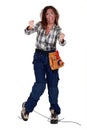 Woman receiving electrical shock Royalty Free Stock Photo