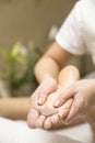 Woman receiving foot massage in spa salon Royalty Free Stock Photo